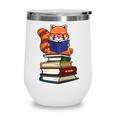 Cute Kawaii Kids Reading Books Glasses Red Panda Lover Wine Tumbler