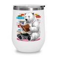 Cute Polar Bear Is Reading a Book Reading Polar Bear Wine Tumbler