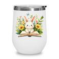 Cute Rabbit And Book Women Girls Reading Book Rabbit Lover Wine Tumbler