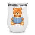 Cute Teddy Bear Reading Book Adorable For Readers Wine Tumbler