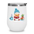 Cute Winter Cozy Snowman Reading Book Lovers Xmas Snowman Wine Tumbler