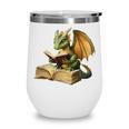 Dragon Bookworm Reading Book Graphic Wine Tumbler