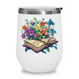 Enchanted Open Book With Blooming Flowers Wine Tumbler