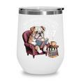 English Bulldog Dog Reading Book 67 Six Seven Meme Wine Tumbler