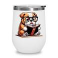 English Bulldog Reading a Book Dog For Men Women Girls Kids Wine Tumbler