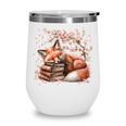 Fox And Book Lover Graphic For Women And Spring Pink Flower Wine Tumbler