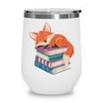 Fox Reading Book Pajama Sleep Wine Tumbler