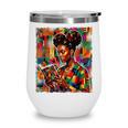 Geometric History Educated Women Reading Book Melanin Wine Tumbler