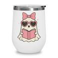 Ghost Reading Book Halloween Cat Lover Wine Tumbler