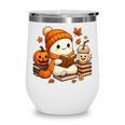 Halloween Ghost Reading Book Lovers Coffee Girl Women Wine Tumbler