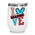 I Heart Books Love Reading Red And Stripe Animated Cat For Men Women Girls Kids Wine Tumbler