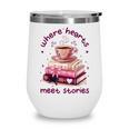 Where Hearts Groovy Meet Stories Coffee Books Valentines Day Wine Tumbler