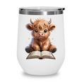 Highland Cow Reading Book Bookworm Wine Tumbler