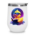Humor Rubber Duck Reading Book Wine Tumbler