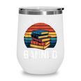 I'm With The Banned Stack Of Books Vintage Sunset Retro Wine Tumbler