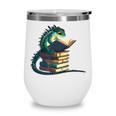 Lizard Reading Book Librarian Bookworm Reader Read Wine Tumbler
