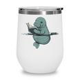 Manatee Reading Book Bookworm Manatees Ocean Animal Lover Wine Tumbler