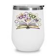 Mardi Gras Book Librarian Author Purple Beads Wine Tumbler