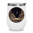 Moon Book Bookshelf Library Coffee Cup Star Stars Pattern Wine Tumbler
