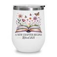 a New Chapter Begins Retired 2025 Floral Book Retirement Wine Tumbler a New Chapter Begins Retired 2025 Floral Book Retirement Wine Tumbler