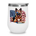 Patriotic German Shepherd Books Baseball USA Flag Vintage Wine Tumbler