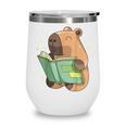 Pet Capybara Is Reading Library Capy Word Book Day Teacher Men Women Kids Wine Tumbler