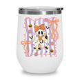 Preppy Coquette Bow Ghost Reading Books Halloween Book Wine Tumbler
