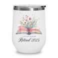 Quote New Chapter Begins Retired 2025 Floral Open Book Wine Tumbler