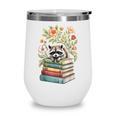 Raccoon Books Reading Flowers Wine Tumbler Raccoon Books Reading Flowers Wine Tumbler