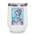 The Reader Retro Reading Skeleton Books Flowers Tarot Card Wine Tumbler The Reader Retro Reading Skeleton Books Flowers Tarot Card Wine Tumbler