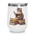 Reading Cat Book Lover Wine Tumbler