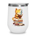Reading Cat Books Cute Wine Tumbler