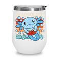 Readsolotl Blue Kawaii Axolotl Book Lover Reading Retro Wine Tumbler