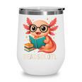Readsolotl Kawaii Axolotl Reading Book Lover Wine Tumbler