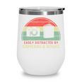 Retro Easily Distracted By Cameras & Books Photography Wine Tumbler