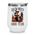 Salem Witch Book Club Bookish Retro Halloween Cat Wine Tumbler