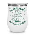 He Sees What You'Ve Been Reading Christmas Bookish Santa Premium Tri-Blend Wine Tumbler