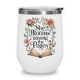 She Blooms Among The Pages Women Mom Wife Floral Book Lover Premium Tri-Blend Wine Tumbler