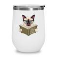 Siamese Cat Reading Book How To Train Your Human Humorous Wine Tumbler