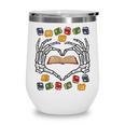 Skeleton Heart Read Reading Book Librarian Halloween Women Wine Tumbler