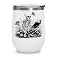 Skeleton Reading Book Floral Dark For Book Lovers Wine Tumbler