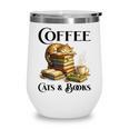 Sleeping Cat And Books With Coffee Lover Wine Tumbler
