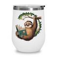 Sloth Reading a Book Lazy Sloth Bookworm Wine Tumbler