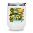 Softball Just A Girl Comic Book Style Graphic For Teens Wine Tumbler