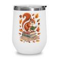 Squirrel Reading Book Lovers Fall Leaves Library Books Wine Tumbler