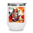 Squirrel Reading Comic Book On Autumn Branch Glasses Leaves Wine Tumbler