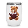 Teddy Bear Reading a Book Wine Tumbler Teddy Bear Reading a Book Wine Tumbler