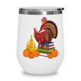 Turkey Reading Books Fall Thanksgiving Teacher Book Wine Tumbler