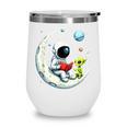 UFO Alien Astronaut Reading Book In Space Wine Tumbler