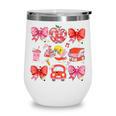 Valentine Cupid Coquette Pink Bow Apple Books Teacher Wine Tumbler